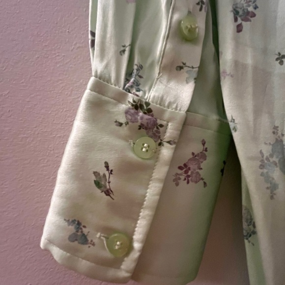 Ganni Light Green Floral Long Sleeve Dress - Picture 5 of 12